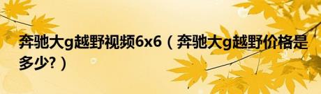 奔驰大g越野视频6x6（奔驰大g越野价格是多少?）