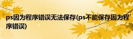 ps因为程序错误无法保存(ps不能保存因为程序错误)