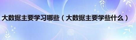 大数据主要学习哪些（大数据主要学些什么）