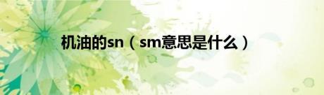 机油的sn（sm意思是什么）