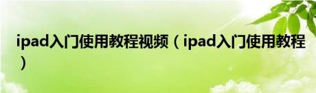 ipad入门使用教程视频（ipad入门使用教程）