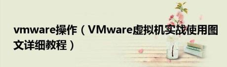 vmware操作（VMware虚拟机实战使用图文详细教程）