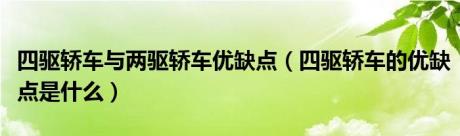 四驱轿车与两驱轿车优缺点（四驱轿车的优缺点是什么）