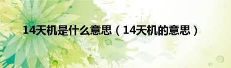 14天机是什么意思（14天机的意思）