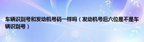 车辆识别号和发动机号码一样吗（发动机号后六位是不是车辆识别号）