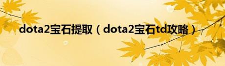 dota2宝石提取（dota2宝石td攻略）