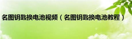 名图钥匙换电池视频（名图钥匙换电池教程）