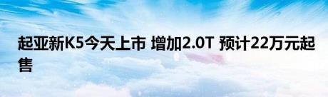 起亚新K5今天上市 增加2.0T 预计22万元起售