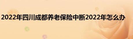 2022年四川成都养老保险中断2022年怎么办