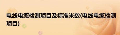 电线电缆检测项目及标准米数(电线电缆检测项目)