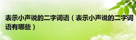 表示小声说的二字词语（表示小声说的二字词语有哪些）