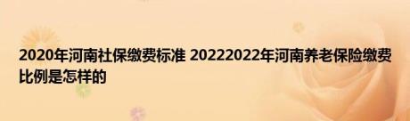 2020年河南社保缴费标准 20222022年河南养老保险缴费比例是怎样的 