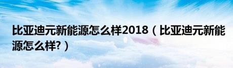 比亚迪元新能源怎么样2018（比亚迪元新能源怎么样?）