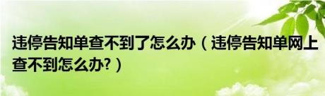 违停告知单查不到了怎么办（违停告知单网上查不到怎么办?）