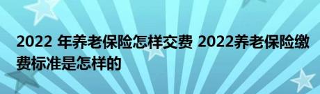 2022 年养老保险怎样交费 2022养老保险缴费标准是怎样的 