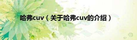 哈弗cuv（关于哈弗cuv的介绍）