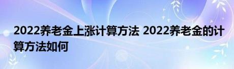 2022养老金上涨计算方法 2022养老金的计算方法如何 