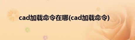 cad加载命令在哪(cad加载命令)