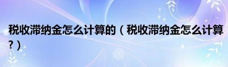 税收滞纳金怎么计算的（税收滞纳金怎么计算?）