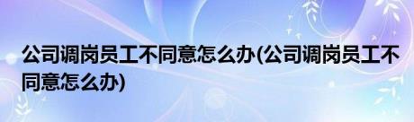 公司调岗员工不同意怎么办(公司调岗员工不同意怎么办)