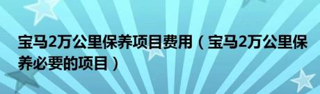 宝马2万公里保养项目费用（宝马2万公里保养必要的项目）