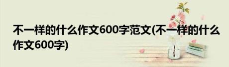 不一样的什么作文600字范文(不一样的什么作文600字)