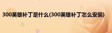 300英雄补丁是什么(300英雄补丁怎么安装)