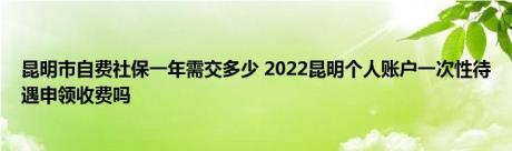 昆明市自费社保一年需交多少 2022昆明个人账户一次性待遇申领收费吗 