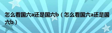 怎么看国六a还是国六b（怎么看国六a还是国六b）