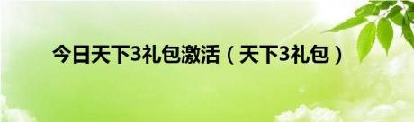 今日天下3礼包激活（天下3礼包）