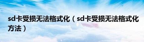 sd卡受损无法格式化（sd卡受损无法格式化方法）