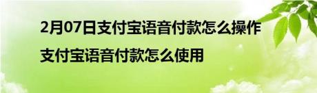 2月07日支付宝语音付款怎么操作|支付宝语音付款怎么使用