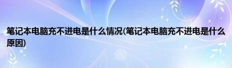 笔记本电脑充不进电是什么情况(笔记本电脑充不进电是什么原因)