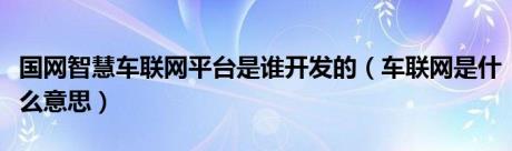 国网智慧车联网平台是谁开发的（车联网是什么意思）