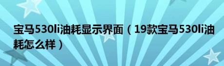 宝马530li油耗显示界面（19款宝马530li油耗怎么样）