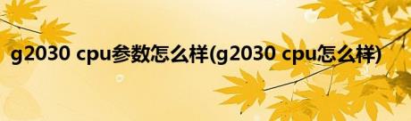 g2030 cpu参数怎么样(g2030 cpu怎么样)