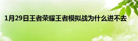 1月29日王者荣耀王者模拟战为什么进不去