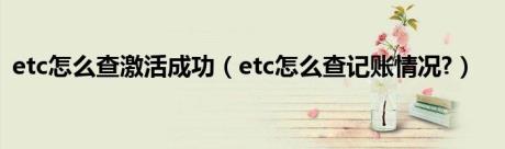 etc怎么查激活成功（etc怎么查记账情况?）