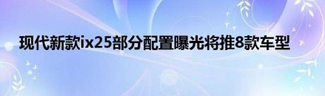 现代新款ix25部分配置曝光将推8款车型