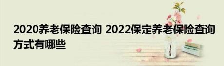 2020养老保险查询 2022保定养老保险查询方式有哪些 