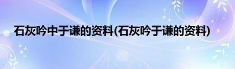 石灰吟中于谦的资料(石灰吟于谦的资料)