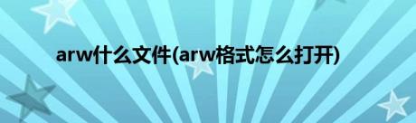 arw什么文件(arw格式怎么打开)