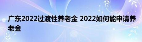 广东2022过渡性养老金 2022如何能申请养老金 
