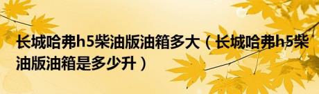 长城哈弗h5柴油版油箱多大（长城哈弗h5柴油版油箱是多少升）