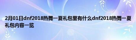 2月01日dnf2018热舞一夏礼包里有什么dnf2018热舞一夏礼包内容一览