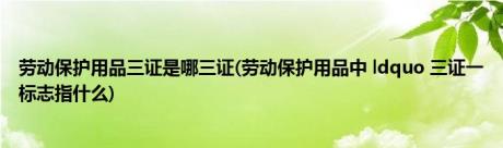 劳动保护用品三证是哪三证(劳动保护用品中 ldquo 三证一标志指什么)