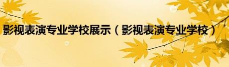 影视表演专业学校展示（影视表演专业学校）