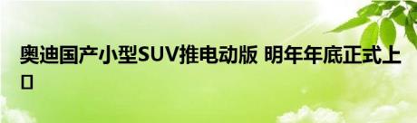 奥迪国产小型SUV推电动版 明年年底正式上�