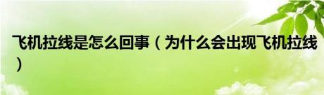 飞机拉线是怎么回事（为什么会出现飞机拉线）