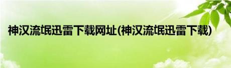 神汉流氓迅雷下载网址(神汉流氓迅雷下载)